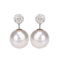 Ivory Pearl Pave Double Sided 360 Statement Earrings